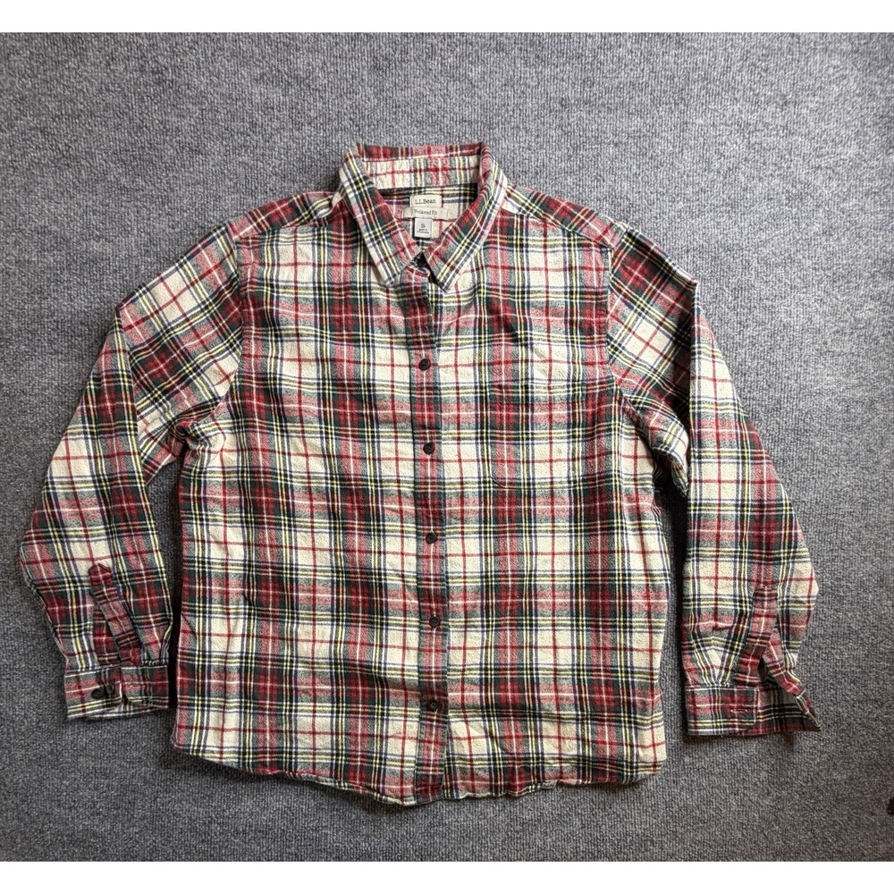 LL Bean Long Sleeve Shirt Mens XL Red Flannel Work Outdoor Casual Cotton‎